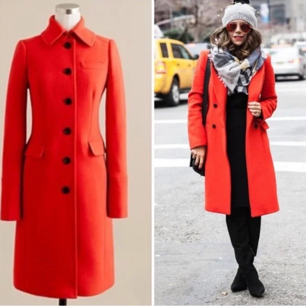 J. Crew Double Cloth Lady Day Metro Wool Coat in Red Flame